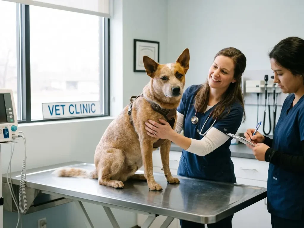 australian-cattle-dog-vet-checkup Australian Cattle Dog at vet checkup health care