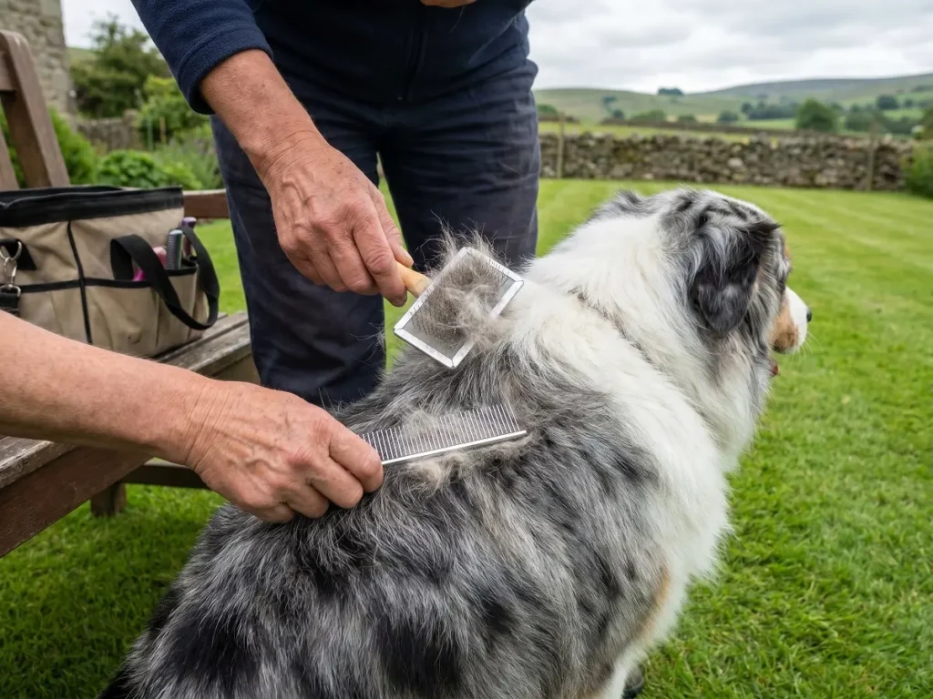 australian-shepherd-grooming-brushing-coat Australian Shepherd grooming and shedding