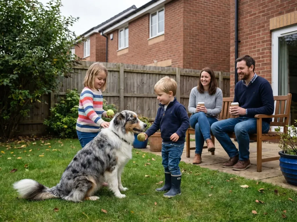 australian-shepherd-with-family-children Australian Shepherd with kids family dog