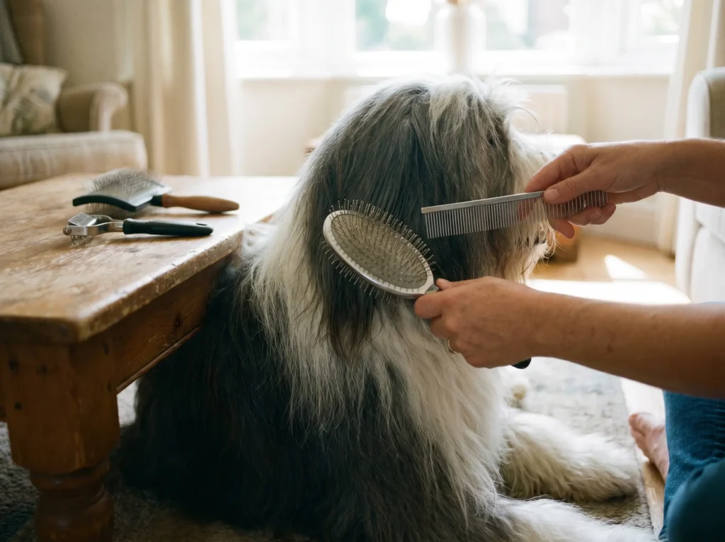 bearded-collie-grooming-brushing Bearded Collie grooming and brushing coat