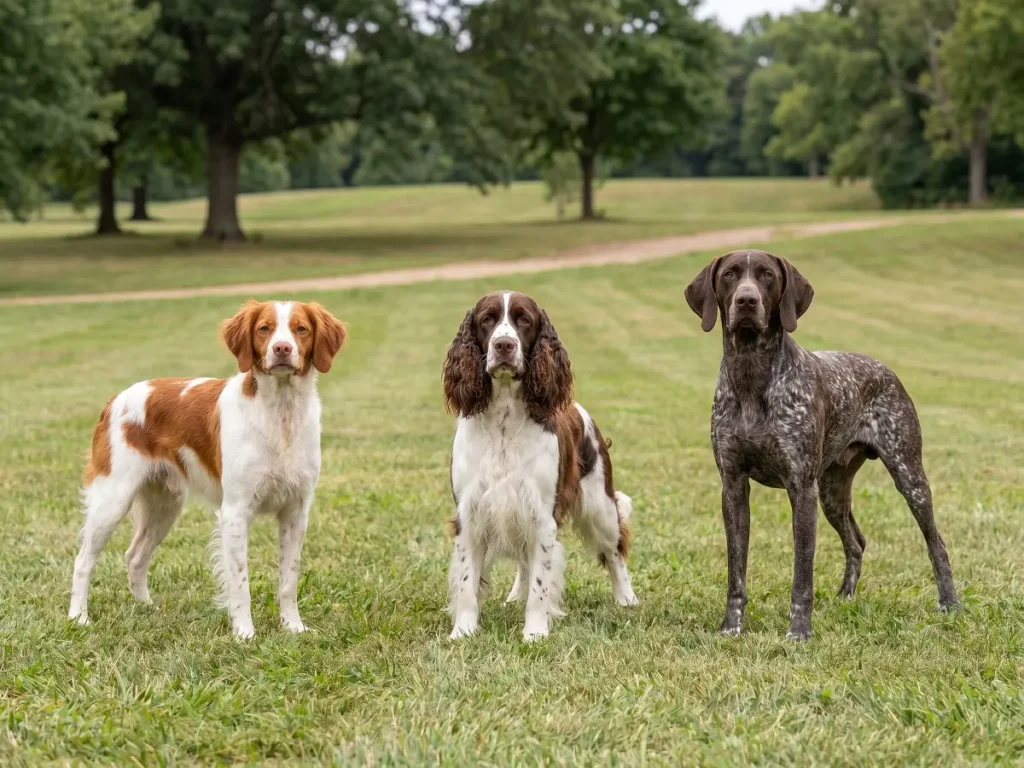 brittany-dog-vs-similar-breeds Brittany dog vs Springer Spaniel vs German Shorthaired Pointer comparison