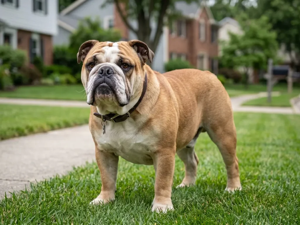 bulldog-appearance-features English Bulldog showing wrinkles and muscular body structure