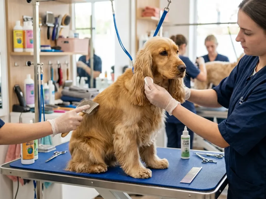 cocker-spaniel-grooming-care Cocker Spaniel grooming and ear cleaning routine